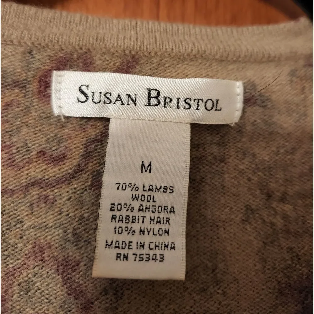 Susan Bristol vintage paisley print wool cardigan Size M